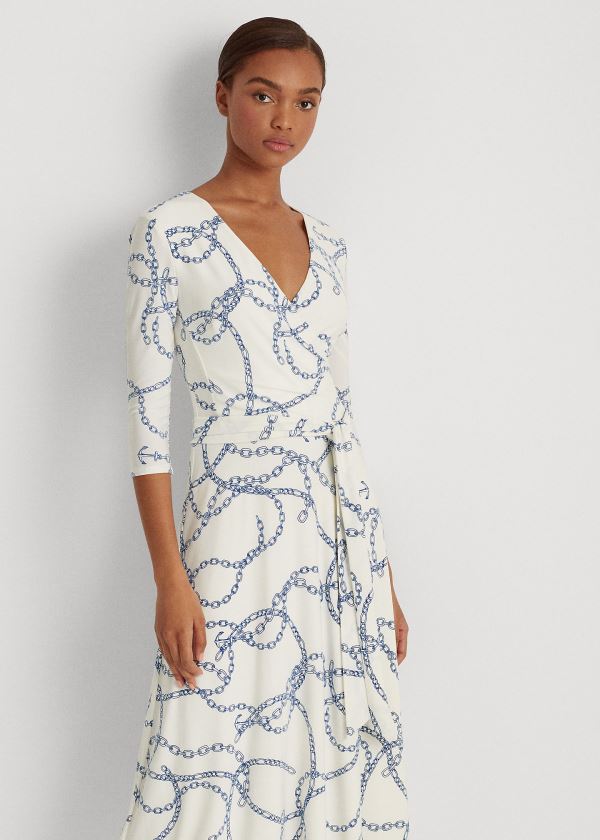 Women's Ralph Lauren Printed Jersey Surplice Dresses | 980526BQA